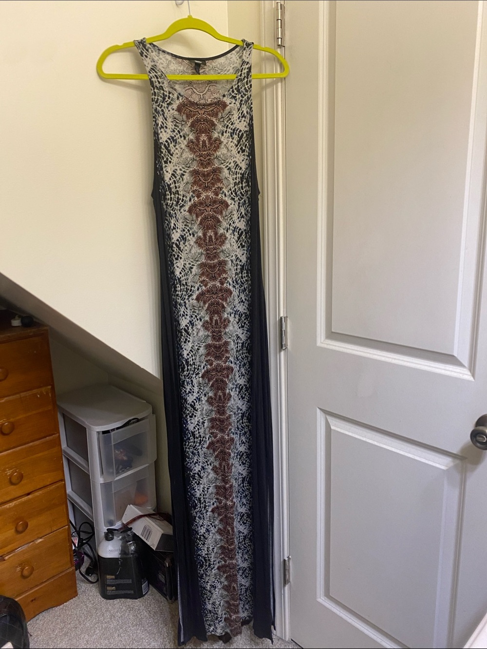 Mossimo Supply Co. Black, Ivory & Brown Snake-Print Maxi Slip Dress